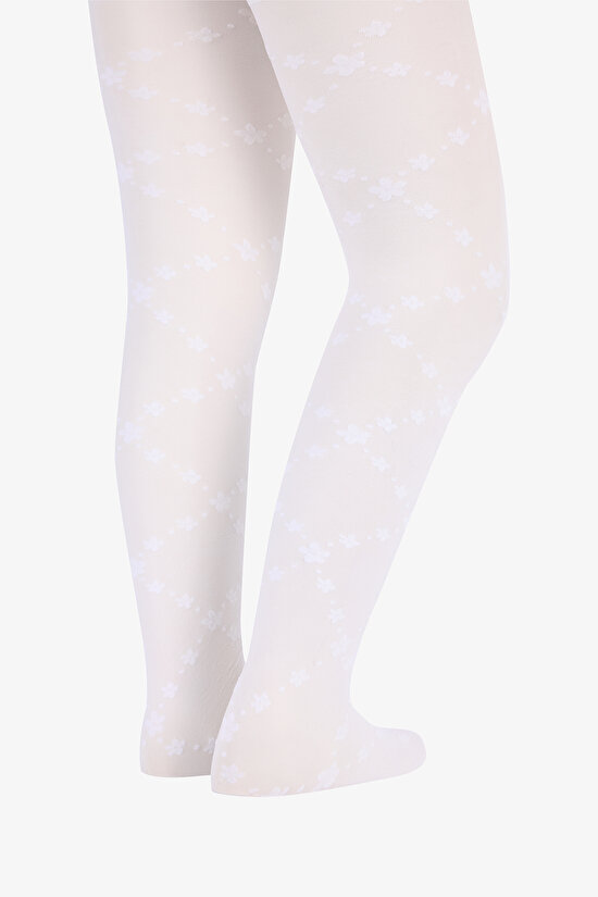 Pretty Daisy Zigzag Beyaz Külotlu Çorap - 4