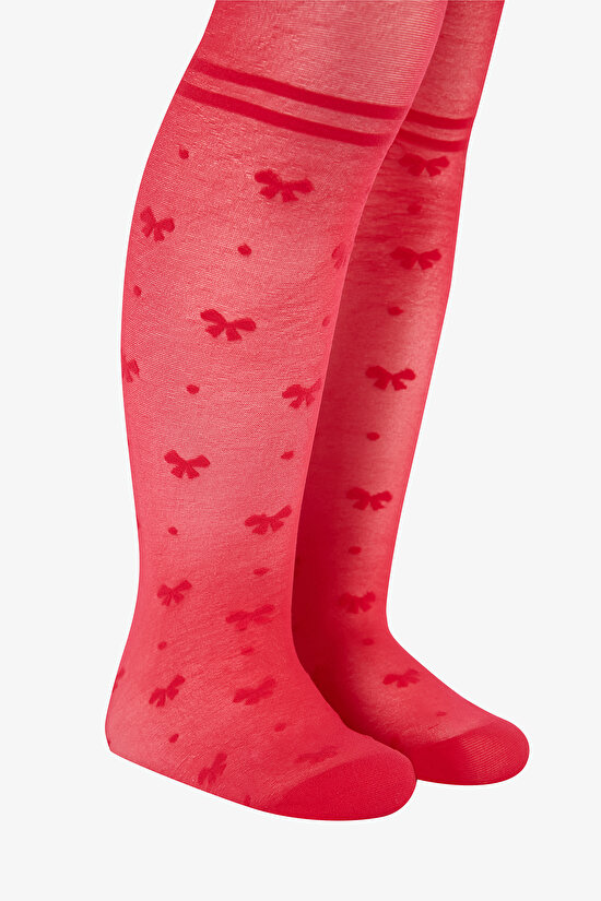 Pretty Bowtie Stripe Külotlu Çorap - 3