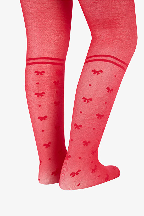 Pretty Bowtie Stripe Külotlu Çorap - 5