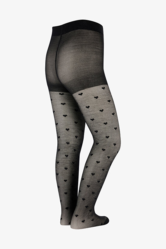 Pretty Mini Heart Siyah Külotlu Çorap - 3