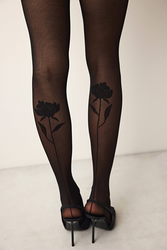 Roses Infinity Siyah Külotlu Çorap - 3