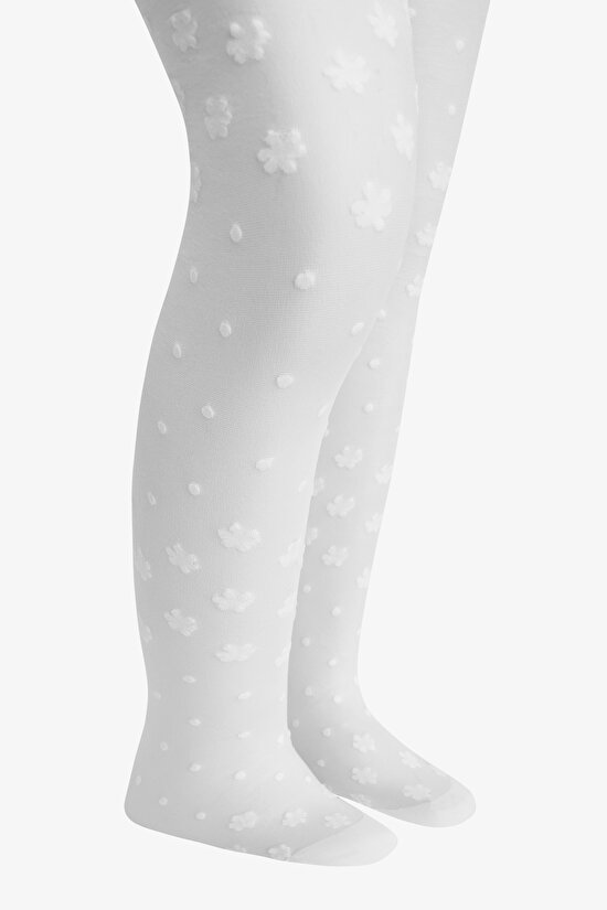 Pretty Dotted Daisy Külotlu Çorap - 4