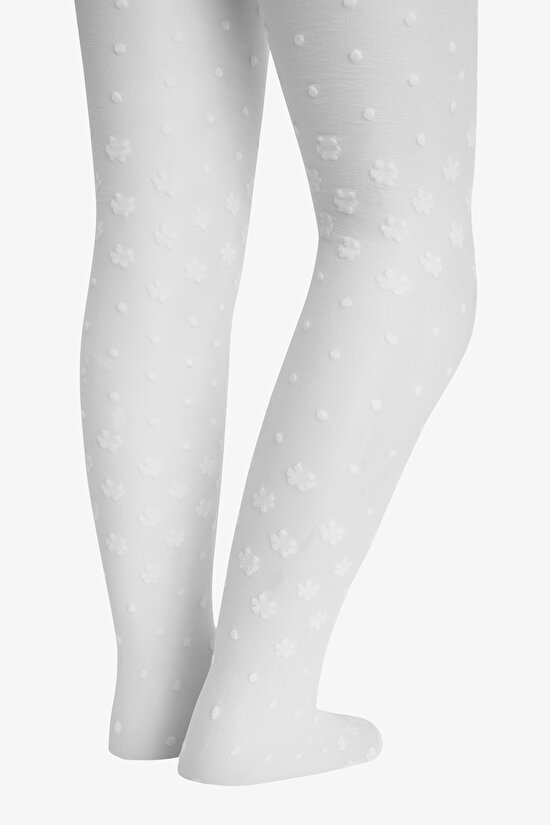 Pretty Dotted Daisy Külotlu Çorap - 5