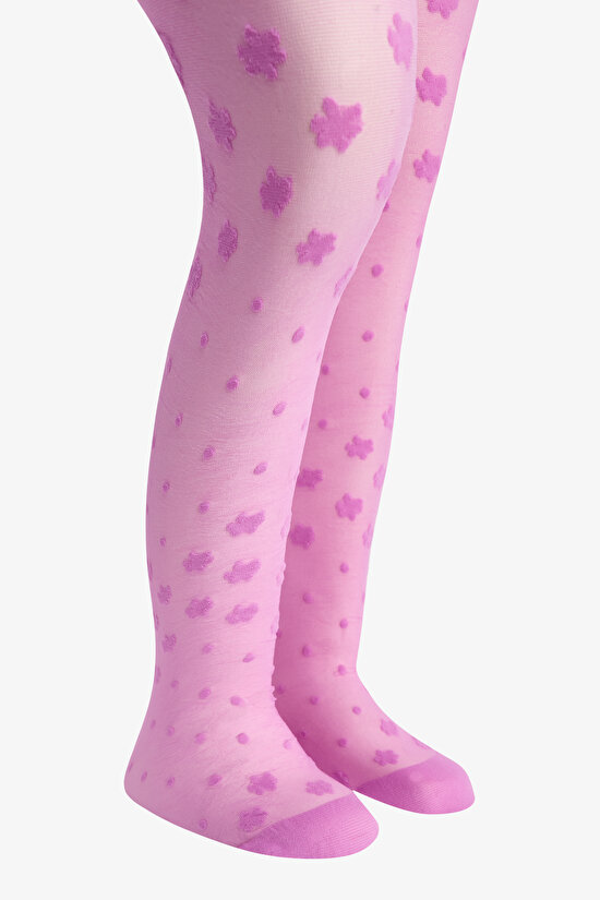 Kız Çocuk  Pretty Dotted Daisy Külotlu Çorap - 3