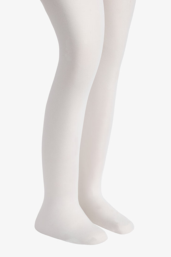 Beyaz Kız Çocuk Pretty School Külotlu Çorap - 3