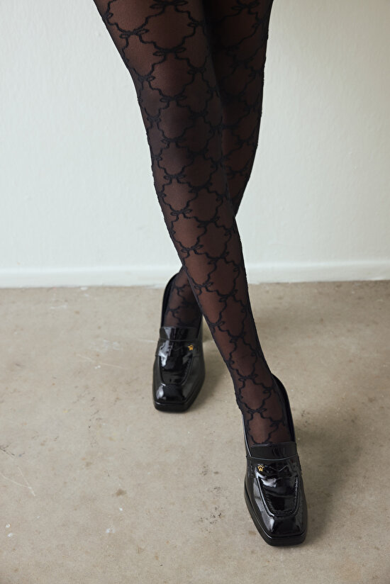 Siyah Scarlet Ribbon Külotlu Çorap - 3