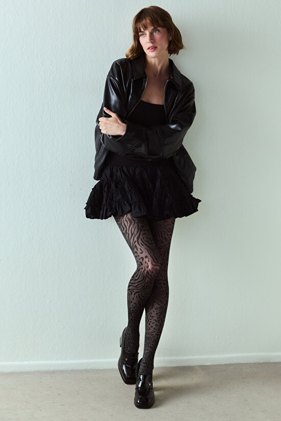 Dark Grey ZeSütyenLeopard Tights - 1