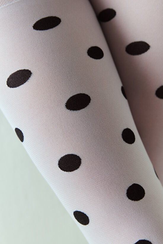 Beyaz Dotted Külotlu Çorap - 6