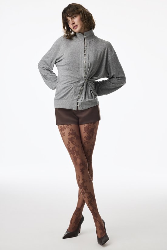 Brown Elegant Rose Tights - 1