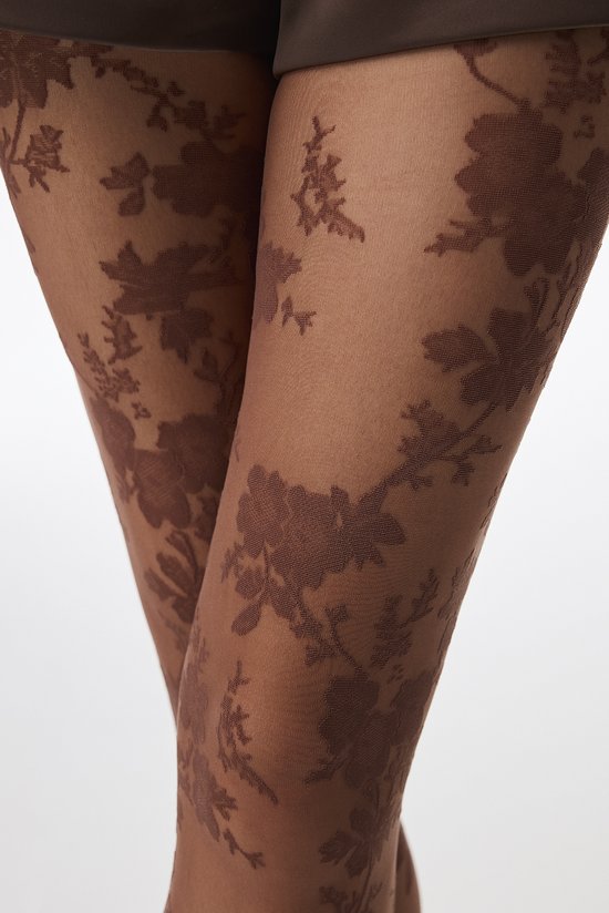 Brown Elegant Rose Tights - 3