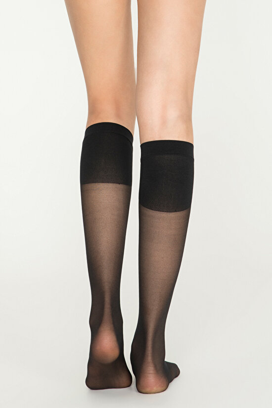 Siyah Gün Boyu Kaymaz Pantolon Çorabı - 3
