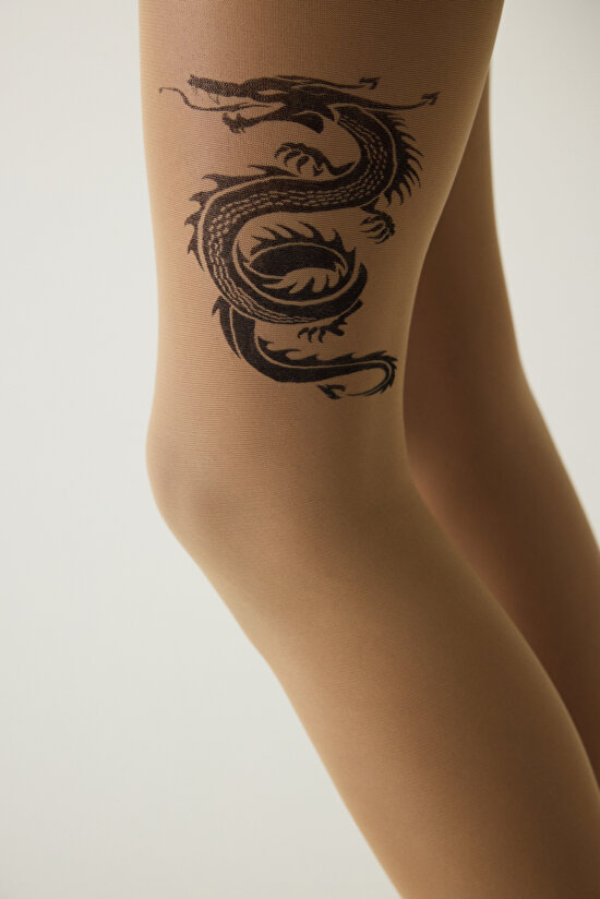 Dragon Tattoo Naturel Ten Külotlu Çorap - 4