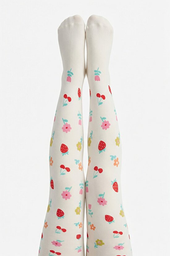 Kız Çocuk  Pretty Fruit Floral Külotlu Çorap - 1