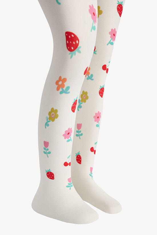 Kız Çocuk  Pretty Fruit Floral Külotlu Çorap - 3