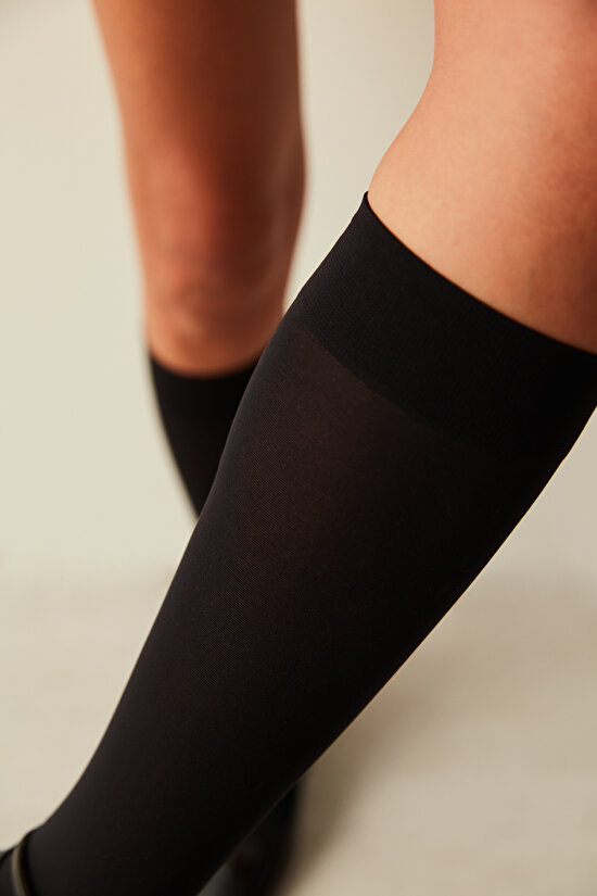 Black Micro 40 Knee High Socks-Pentilicious - 2