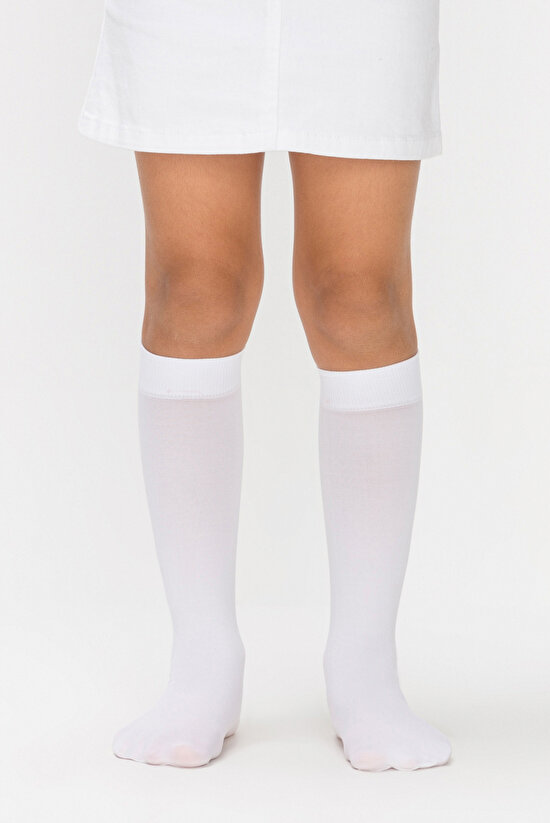 White Micro 40 Knee High Socks - For Girls - 1