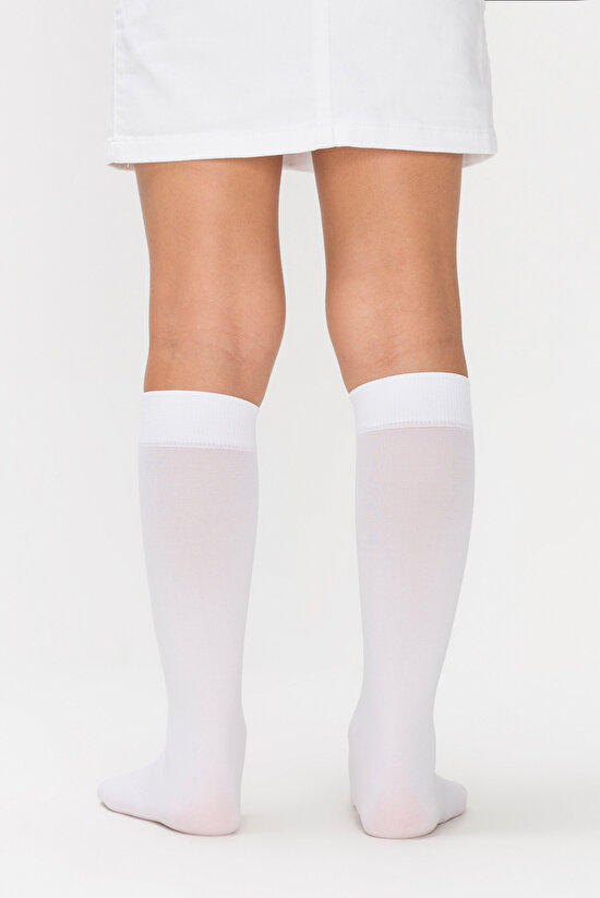 White Micro 40 Knee High Socks - For Girls - 2