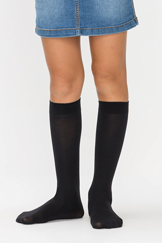 Black Micro 40 Knee High Socks - For Girls - 1