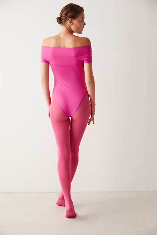 Pink Fashion Wet Look Tights-Pentilicious - 6