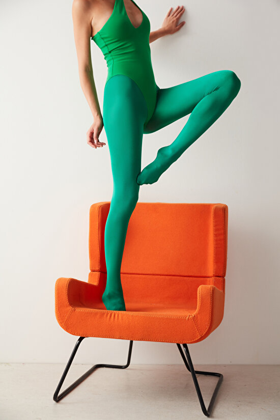 Yeşil Fashion Wet Look Külotlu Çorap-Pentilicious - 3