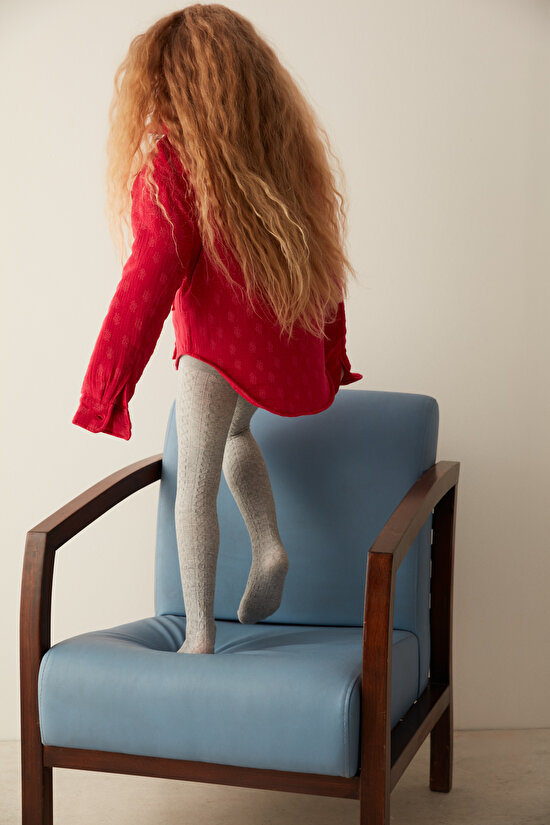 Açık gri Kız Çocuk Külotlu Çorap - 3