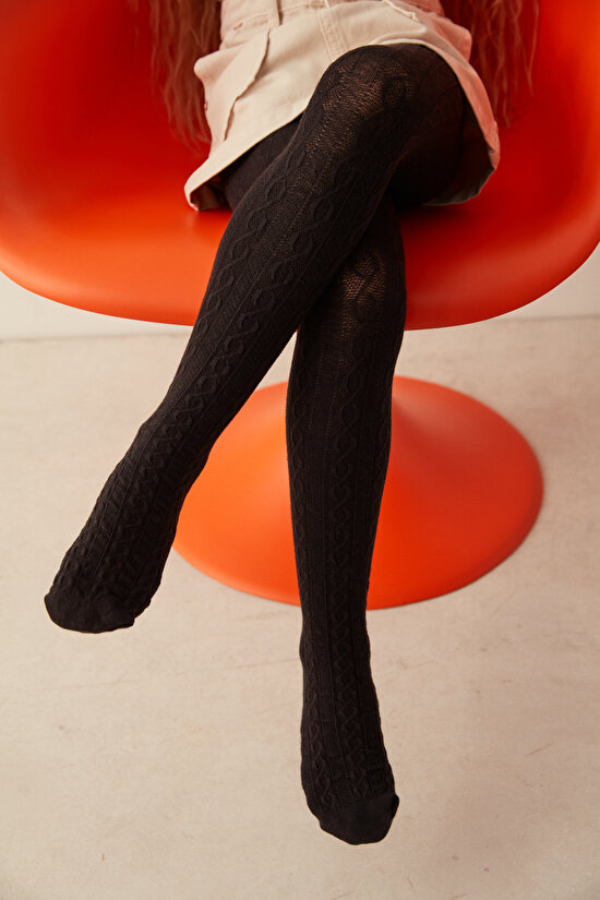 Siyah Kız Çocuk Külotlu Çorap - 1