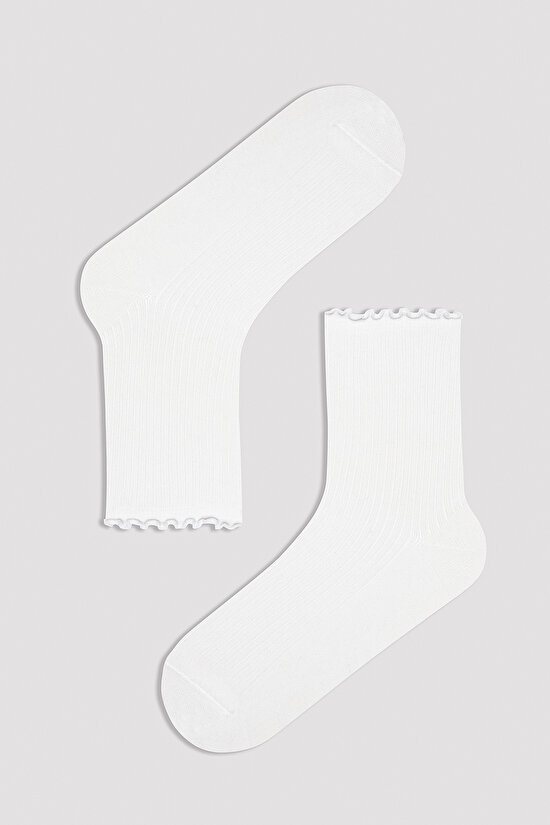 Frill Beyaz 2li Soket Çorap - 2