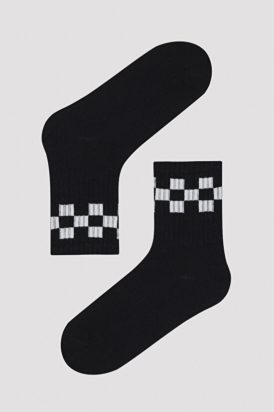 Boy Checkers Printed 2 in 1 Tennis Socket - 3