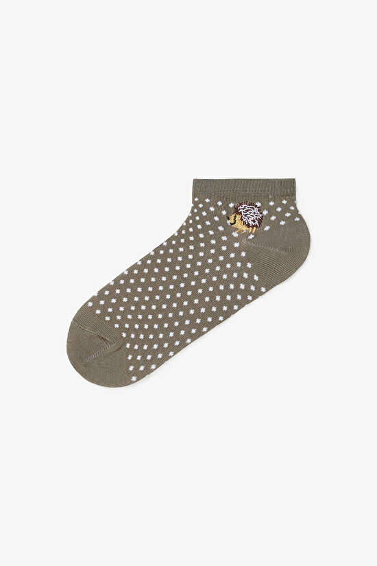 3 Çift Pamuklu Sincap Nakışlı Patik Çorap - 3