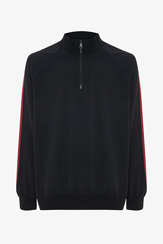 Siyah Erkek Çizgili Oversize Jogger Pijama Takımı - 2