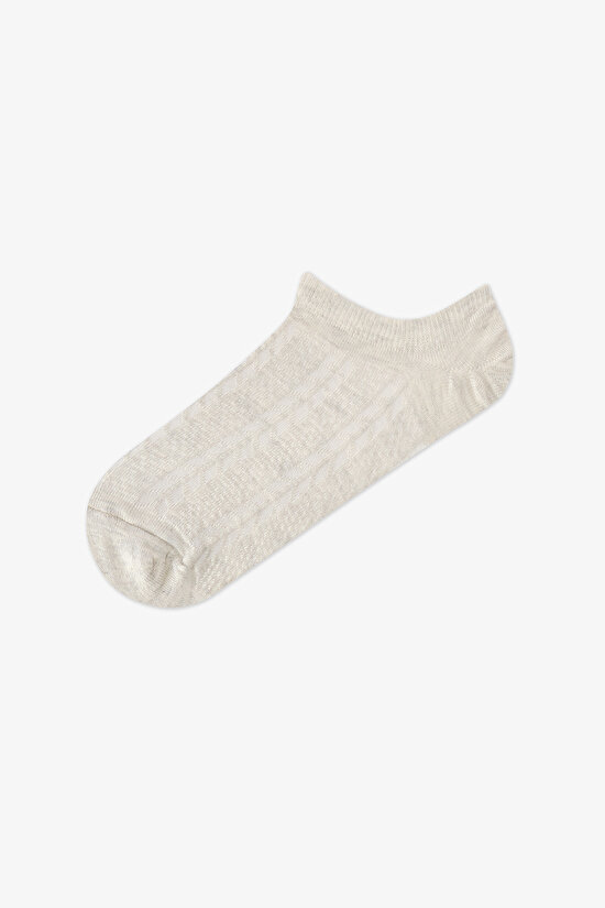 3 Çift Pamuklu Kendinden Desenli Sneaker Çorap - 3