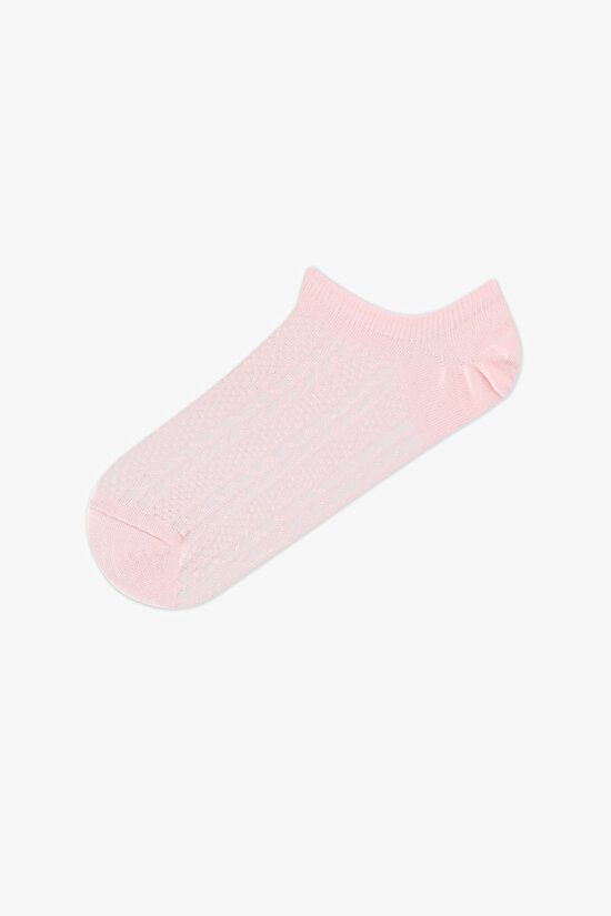 3 Çift Pamuklu Kendinden Desenli Sneaker Çorap - 4