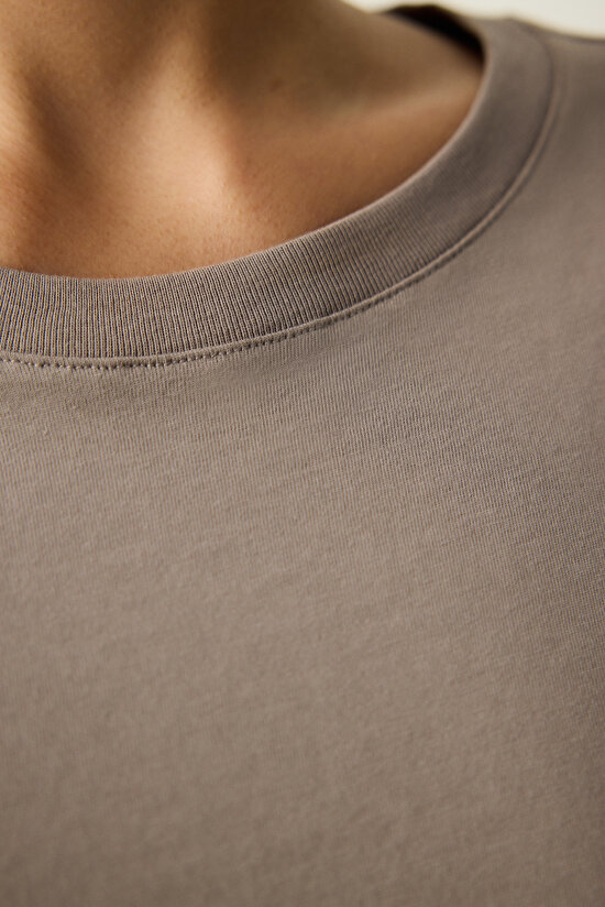 Vizon Bisiklet Yaka Dikiş Detaylı Tişört - 5