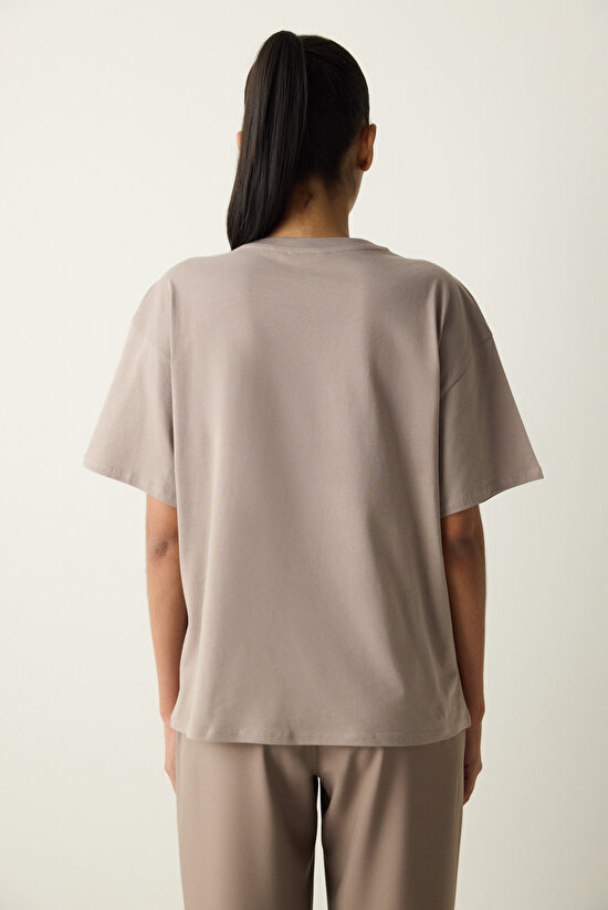 Vizon Bisiklet Yaka Dikiş Detaylı Tişört - 7