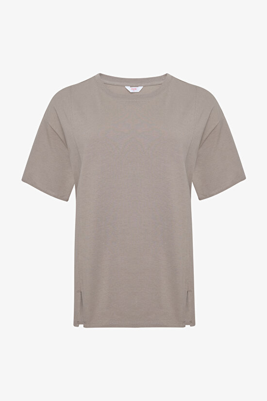 Vizon Bisiklet Yaka Dikiş Detaylı Tişört - 8