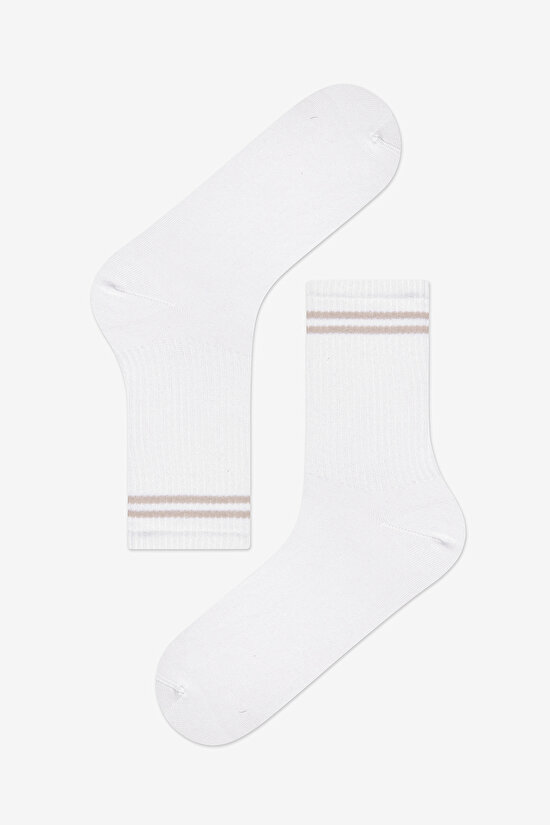 Erkek Double Line 3lü Beyaz Soket Çorap - 4
