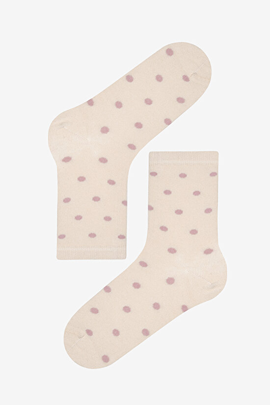 Dot Jacquard 5li Mor Pembe Burun Dikişsiz Soket Çorap - 6