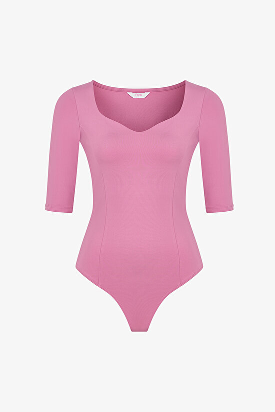 Gül Pembesi Heart Toparlayıcı Bodysuit - 1