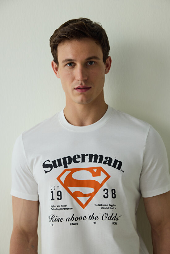 Erkek Superman Sloganlı Kısa Kollu Pijama Takımı - 3