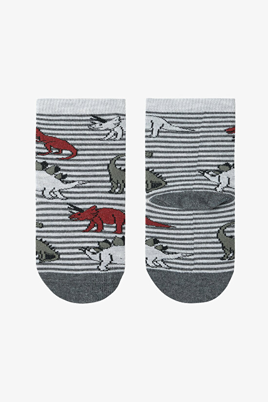 Erkek Çocuk T-Rex Dinozor Desenli 3'lü Soket Çorap Erkek Çocuk T-Rex Dinozor Desenli 3'lü Soket Çorap - 5