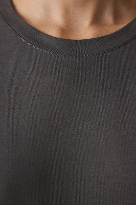 Anthracite Crew Neck Modal T-Shirt Anthracite Crew Neck Modal T-Shirt - 4