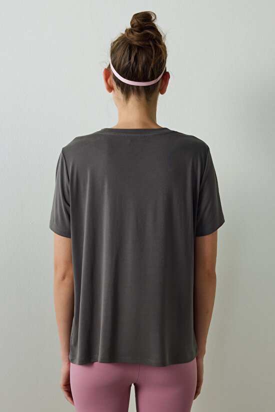 Anthracite Crew Neck Modal T-Shirt Anthracite Crew Neck Modal T-Shirt - 5