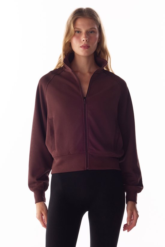 Brown Modal Rib Detailed Long Sleeve Sweatshirt - 1