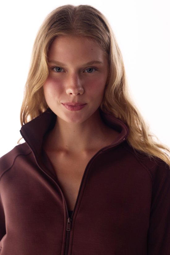 Brown Modal Rib Detailed Long Sleeve Sweatshirt - 3