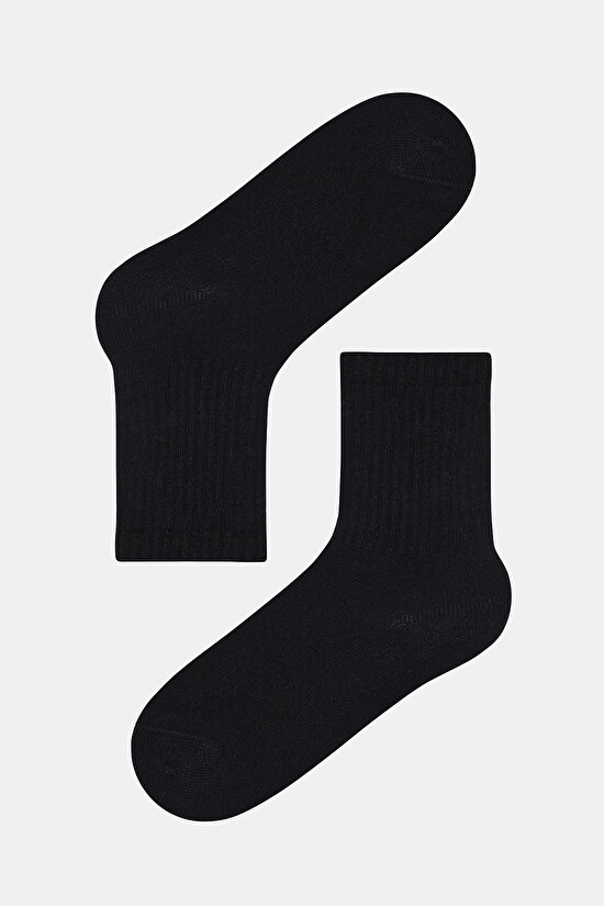 Unisex Siyah Beyaz 2 li Tenis Soket Çorap - 3