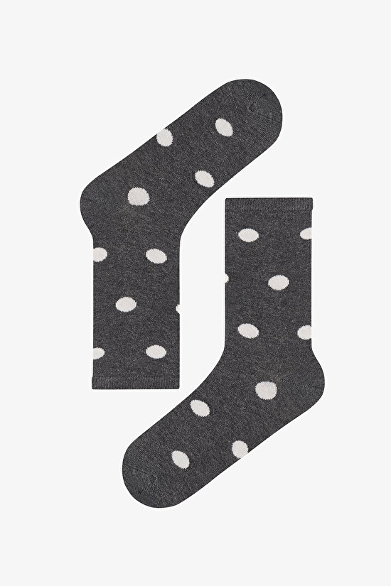 Beige Black Big Polka Dot 5 Pack Ankle Socks - 3