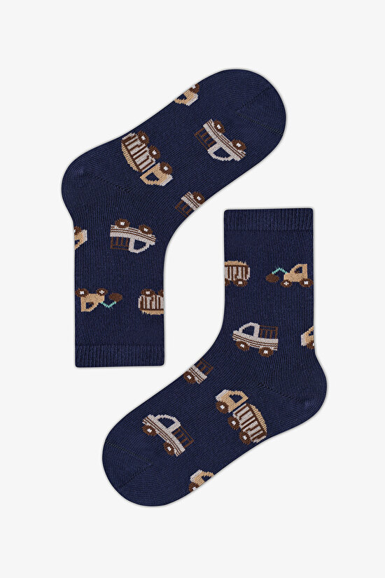 Boys' Tractors Car Print Cotton 3 Pack Ankle Socks - 3