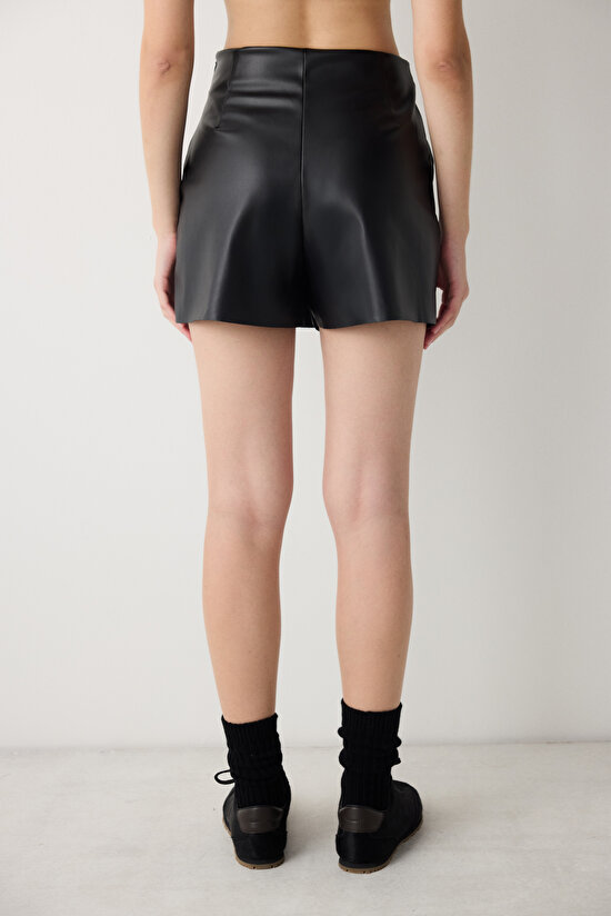 Siyah Mini İçi Şortlu Etek - 5