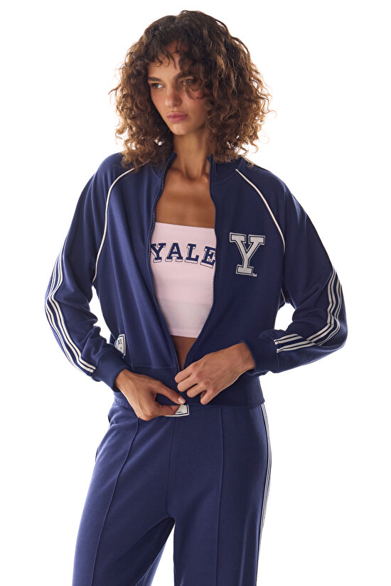 Lacivert Yale Şerit Detaylı Sweatshirt - 1