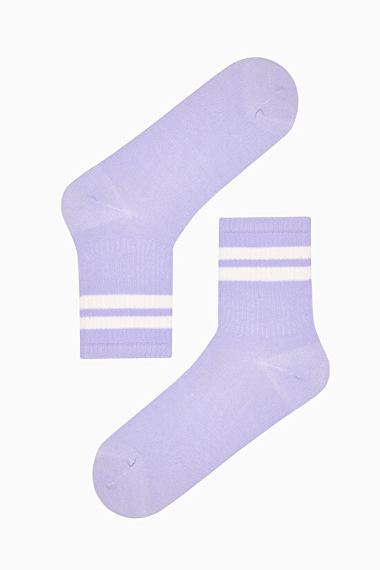 Colored Stripe Tennis Pink and White 3in1 Socket Sock - 3